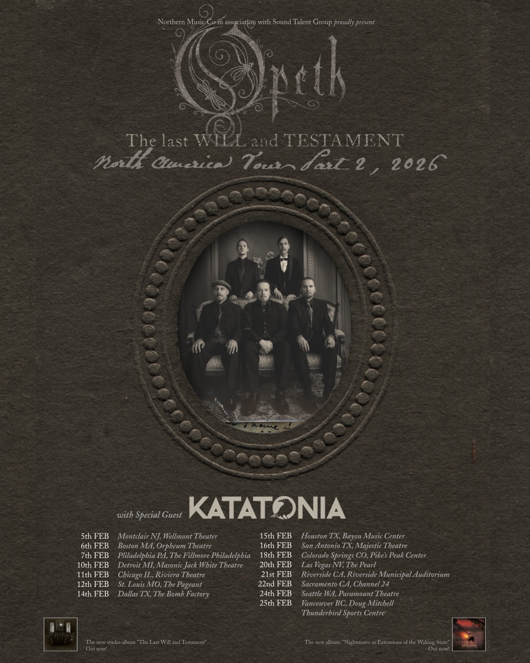 Opeth The Last Will And Testament Tour Poster 2026